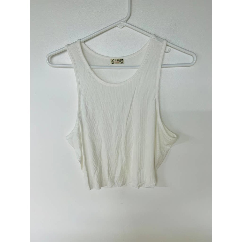Free People High Neck Ribbed Crop White - Picture 4 of 6
